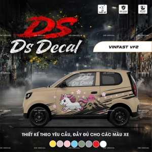 [TẶNG GẠT DÁN] Tem dán xe VF2 - Tem dán xe MinioGreen - DS DECAL - Tem Ngựa hồng PO.NY dán 2 bên - mẫu 13