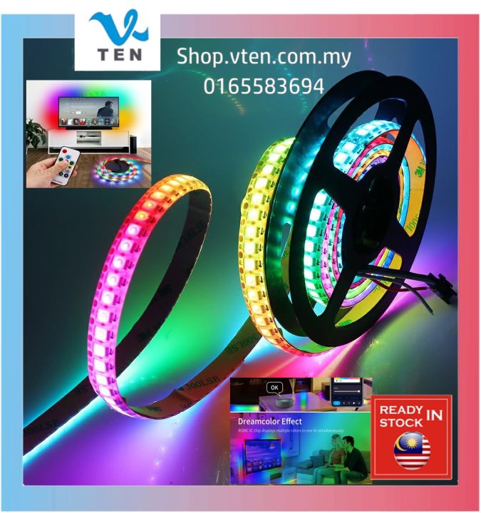 WS2811 DC24V 10M RGB Dream Color Water Running LED Strip Light Ceiling