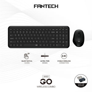 Fantech GO WK901 Wireless Keyboard Mouse Combo Silent Keys Ultra-Thin Design with 2.4GHz Stable Wireless Connection