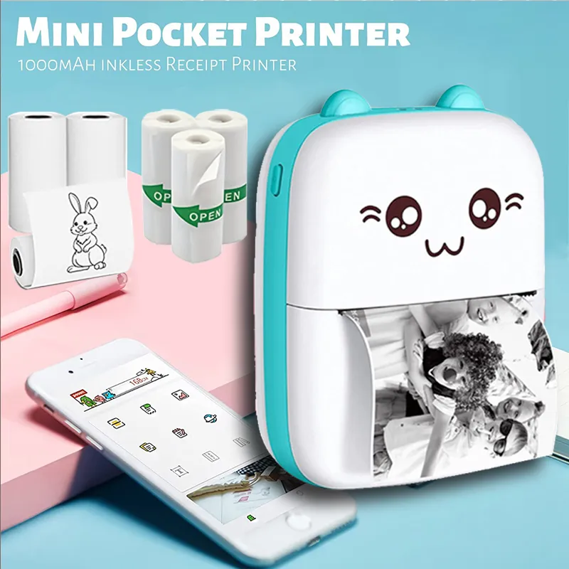 Mini Photo Printer Portable Wireless BT Thermal Photo for iOS