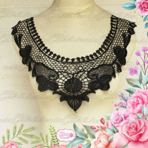 (Per Pcs) AP536 Aplikasi Kerah Bordir Patch Leher / Renda Leher Motif Cantik