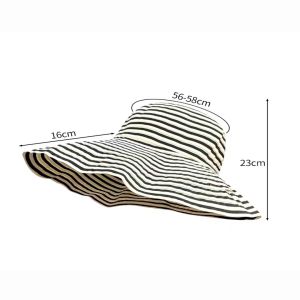 Elegant Striped Cotton Bucket Hat for Summer Sun Protection
