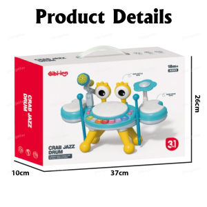 *Ready Stock* Baby Crab Jazz Drum Musical Toy Kids Electronic Drum Set Music Educational Toy with Microphone 18M+