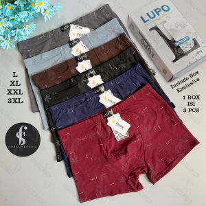 Fortunesong - 3 Pcs Celana Dalam Pria Model Boxer Pria Lupo Bahan Katun Spandex Premium Art 9040 (1 box isi 3 pcs)