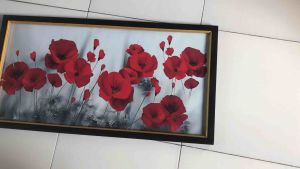 Hiasan Dinding Gambar Cetak  Bunga Mawar Merah plus Bingkai uk:100cm x 50cm