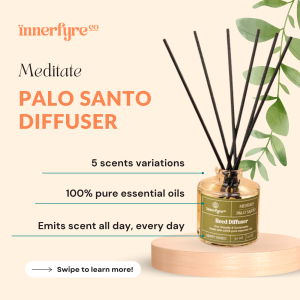 Meditate Reed Diffuser | 50ml/100ml | Sacred Palo Santo Essential Oil | Mindful Home Fragrance & Perfect Gift Option