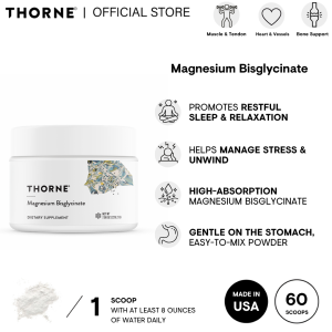 Thorne Magnesium Bisglycinate Powder (187g/ 114g ) NSF Certified Muscle Relaxation Restful Sleep Stress Reduction & Healthy Sugar Metabolism