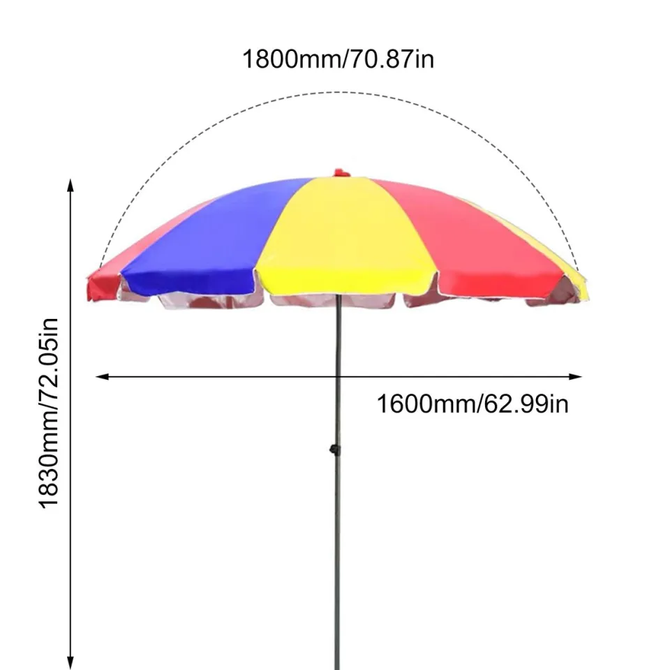 GOODSHOP] 6ft 160x180CM Outdoor Steel Patio Round Beach Umbrella