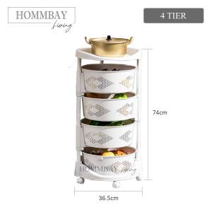 [HOMMBAY Kitchen] Multi-Functional Rotating Movable Kitchen Storage Rack / Kitchen Organiser / Kitchen Shelf 3 Tier & 4 Tier & 5 Tier