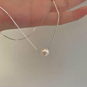 Minimalist Freshwater Pearl Plain Chain Necklace for Women ins Niche design fashionable light luxury versatile necklace
