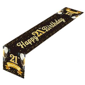 Stylish Black Gold Table Runner Table Cloth Tablecloth for Birthday Celebration 180x35cm Decorative Table Cloth