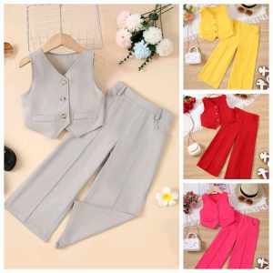 alodia Best Seller Casual Sleeveless Vest  and Pants  for Girl  Teen-ager Tween Set Terno  - best seller - good quality - super kapal ng tela - trending  - 100 percent cotton - mall quality - Top pick  - madaling maubos - trending  - made of imported fabr