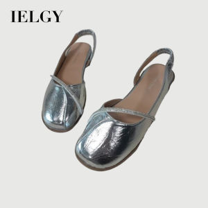 IELGY Xăng đan phẳng phong cách nữ có dép xỏ ngón mũi kín phù hợp với váy