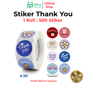 Stiker Label Thank You Terima Kasih Sticker Roll (500 Pcs) Ucapan Bulat Stiker Tempel Colorfull 25 cm
