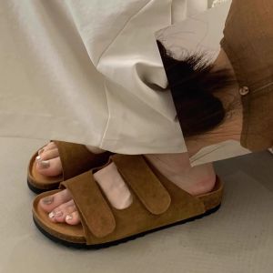 Free Shipping WomenS Outdoor Slippers New Summer Style Retro Design With Velcro Straps Soft Cork Sole Casual Roman-Style Sandals