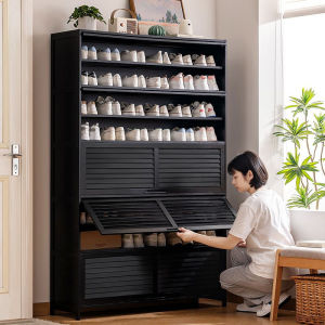 Shoe Cabinet Shoe Rack Multi-layer Entrance Storage Black/Wood/Brown Dustproof Shoe Cabinet