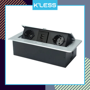 Stop Kontak Meja Meeting Tanam 2 Socket 2 USB Soft Touch Pop Up System - Silver