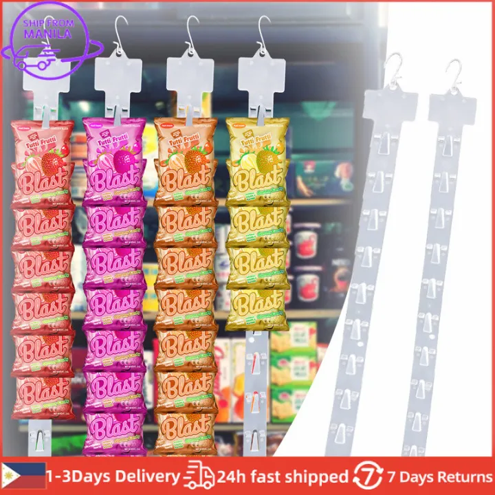 PH Stock&COD] Supermarket Snack Plastic Hanging Strips /Store Hang Snacks  Display Hanger Hooks /Hanging Commodity Promotion Retail Storage  Strip/Useful Shop Merchandising Clip Strips (No Hook)