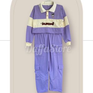 Setelan Baju Sweater Crop Anak Perempuan 7-13 Tahun - Model Baju Terbaru Kuromi Strip Salur Cewek - Stelan Switer Lucu Premium