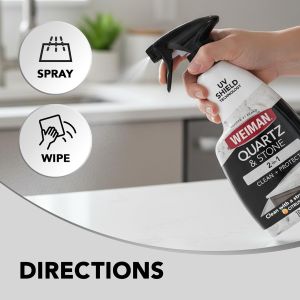 Weiman Quartz Countertop Cleaner and Polish (2 Pack w/Micro Towel) Clean and Shine Your Quartz Countertops Islands and Stone Surfaces with Ultra Violet Protection