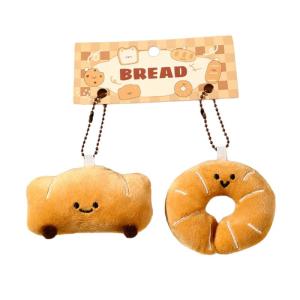 พวงกุญแจ Boneka Mainan รูปขนมปังแฟชั่น2ชิ้นตุ๊กตาผ้ามอบเสน่ห์กระเป๋านิ่มกระเป๋าแสนสบายของขวัญตกแต่งสำหรับเด็กและผู้ใหญ่