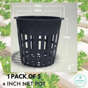 4" Inch Net Pot for Hydroponics & Aquaponics for Soilless Planting (Pack of 5 Net Pots)