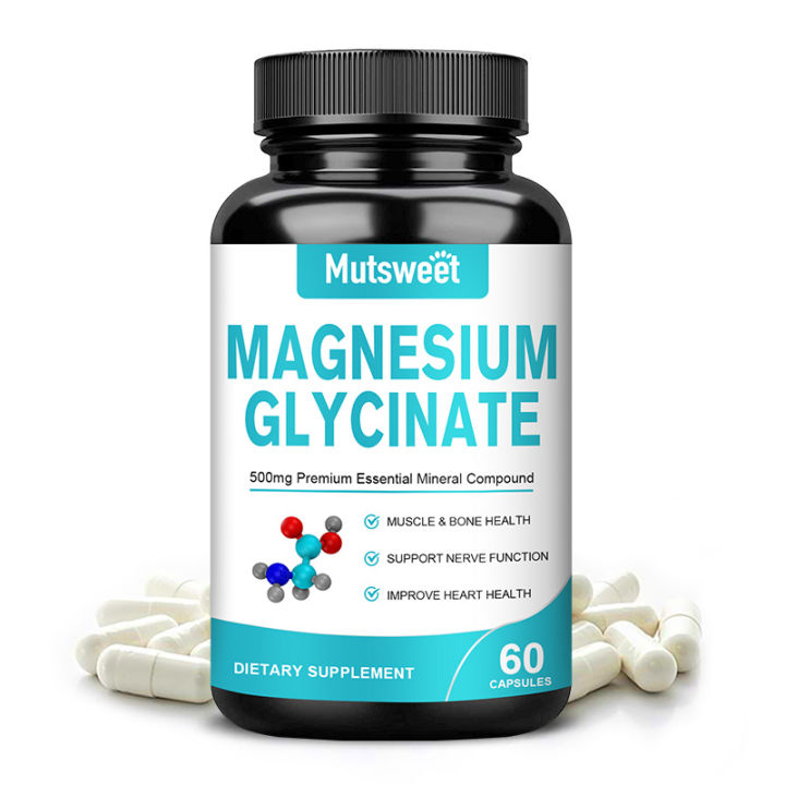 Magnesium Glycinate Capsules 500mg for Muscle Bone Health Nerve ...