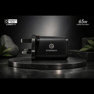 [EverNexa] 65W GaN Charger 3‑Port PD/PPS Interchangeable Travel Plugs (UK/EU/US/AU)