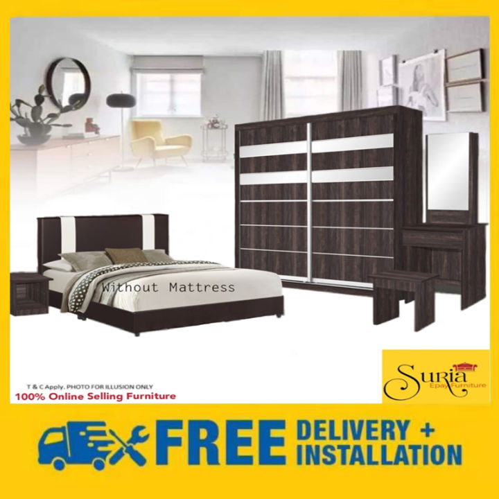 Suria - Queen Bed 8x8ft Bedroom Set 8825 / Set Bilik Tidur 8x8 kaki ...