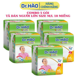 {Hàng chính hãng} Tã Dán Người Lớn DR. HÀO Size M/L 10 Miếng siêu mềm siêu thấm (Combo 5 gói). Tã dán tã giấy cho người bệnh.