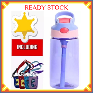 AUTO SPOUT FLIP KIDS WATER BOTTLE ~ 480ml - BPA free bottle with HANGING BAG