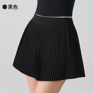 Lulu Nude Antibacterial Yoga Skirt High Waist Quick-Dry Sports Pleated Fitness Running Badminton Tennis Outdoor Anti-Exposure