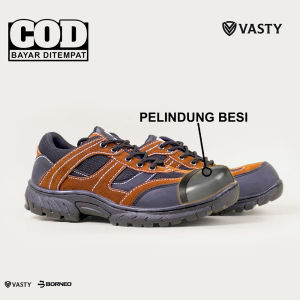 Safety Boot Sepatu Boots Pria Safety Ujung Besi Tracking Proyek Kerja Lapangan Hiking Touring Bikers VASTY ST. 32