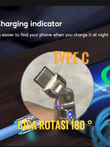 120Watt 6A Kabel Data Charger Lightning / Micro USB / Type C Metal Usb fast charging bisa berputar 180 °