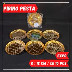 Piring Mas Ulang Tahun isi 10 Pcs Expo / Piring Kue Tart Emas