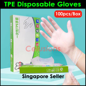 【SG Stock】🖐100pcs TPE Super Durable Disposable Hand Gloves🖐FDA Food Grade Safety Rubber Vinyl Hybrid Gloves