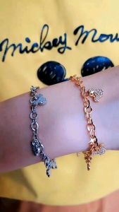 Gelang Rantai Mickey Mouse Permata Sirkon Titanium