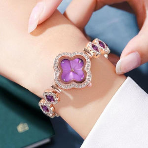 Jam Tangan Wanita Gelang Rantai Permata Model Semanggi Kristal Cantik Modis