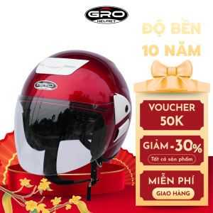 Mũ Bảo Hiểm GRO 3/4 Đầu V2 Honda Chính Hãng cho nam và nữ khoá kim loại độ bền 10 năm - Đỏ Đô Bóng