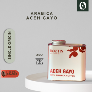 Rootin Coffee Aceh Gayo Single Origin Arabika Roasted Beans Biji dan Bubuk Kopi / Tin 250 Gram