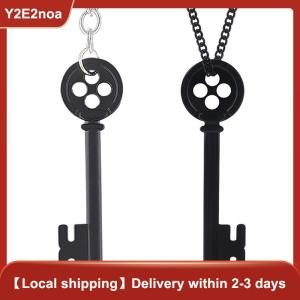 【Y2E2noa】 Halloween Metal Key Skeleton Props Neil Gaiman Black Treasure Chest Key Necklace