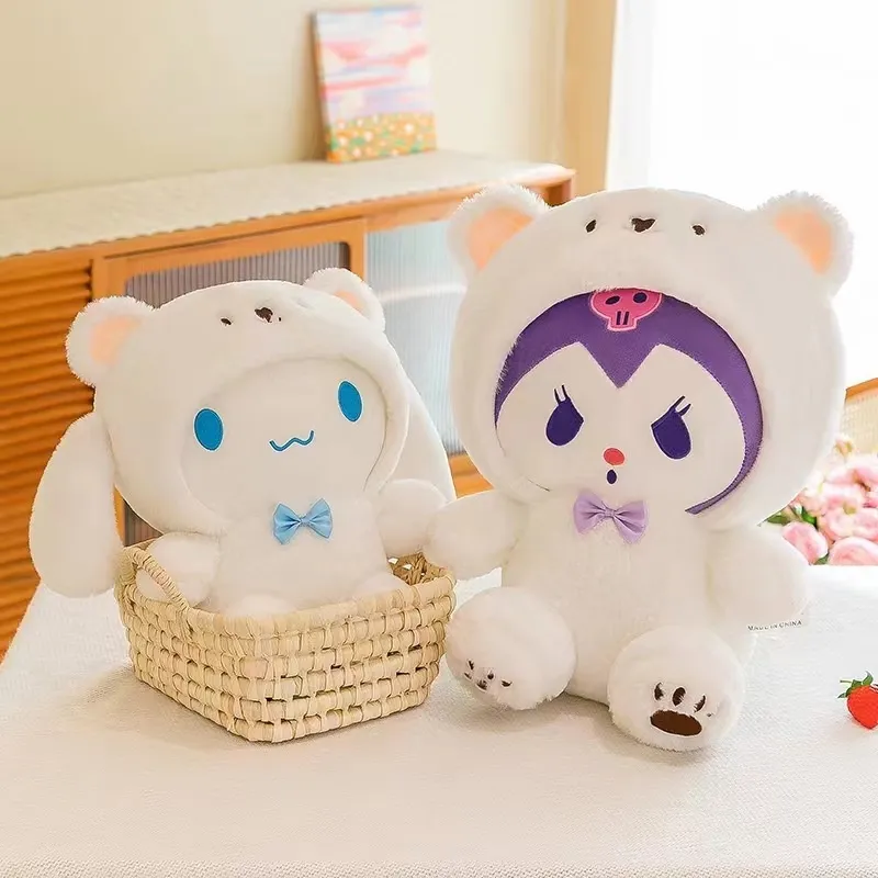 PRETTYGG】25-45cm Sanrio Kuromi Bear Plush Toy Cinnamoroll Plushies Cute  Pillow Decor Gifts Kids