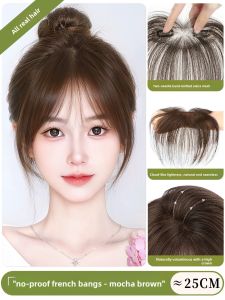 25cm 100% Real Human Hair Topper Clip In Baby Hair Bangs Cover Thin Hair Increase Volume For Women