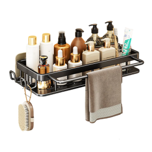 Adhesive Mounted Bathroom Organizers Withou Drilling Required Wall Shelf Rustproof Alloy Construction Practical Storage