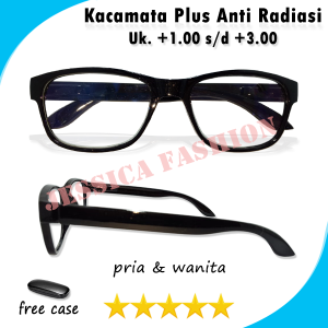 Kacamata Plus Ready Ukuran +1.00 s/d +3.00 Di Lengkapi Lensa Antiradiasi Full Frame Tebal Ringan Cocok Untuk Pria Wanita - ADA BOX