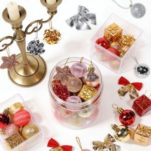 CYI47 Glitter Christmas Ball Ornament Set Colorful Plastic Christmas Hanging Ornaments Cute Irregular Shape Xmas Tree Hanging Pendant Christmas Decoration