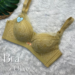 Bra Wanita Tanpa Kawat - Bra Renda - Bra Seamless - Bra Push Up - Bra Remaja | Zivva Bra Olive