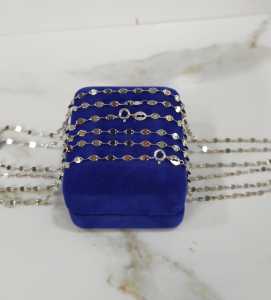 Kalung Biji timun Perak 925 Sepuh Emas Putih