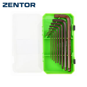 Zentor ประแจหกเหลี่ยม ชุดประแจหกเหลี่ยม หกเหลี่ยม 9 ชิ้น สั้น-ยาว Cr-V มีกล่อง กันสนิม Hex Key Set