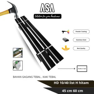 Handle Pintu Gagang Pintu HD 10/40 List H hitam Powder Coating Anti Gores 45 cm 60 cm